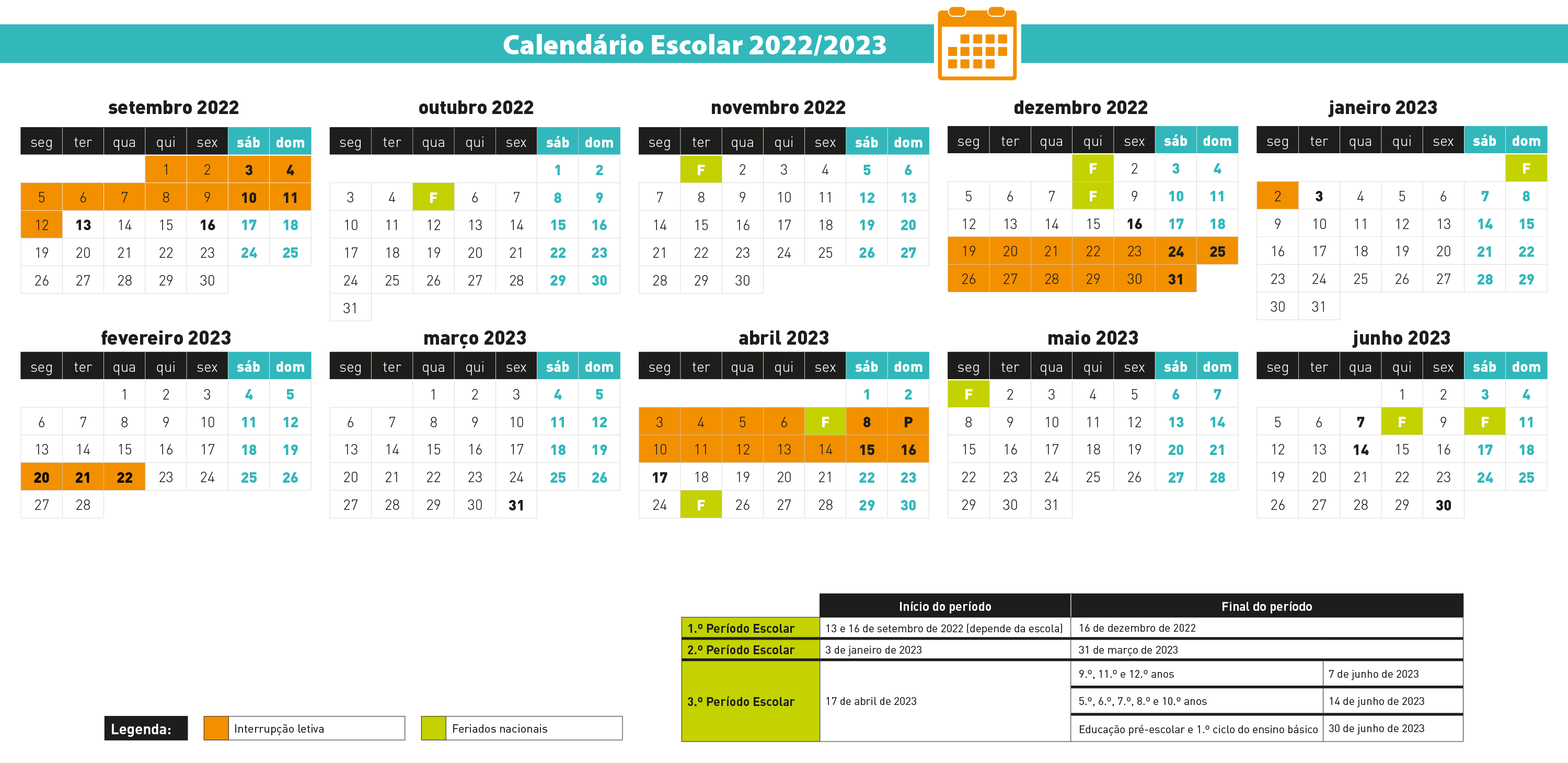 Calendário Escolar 2022/2023 0