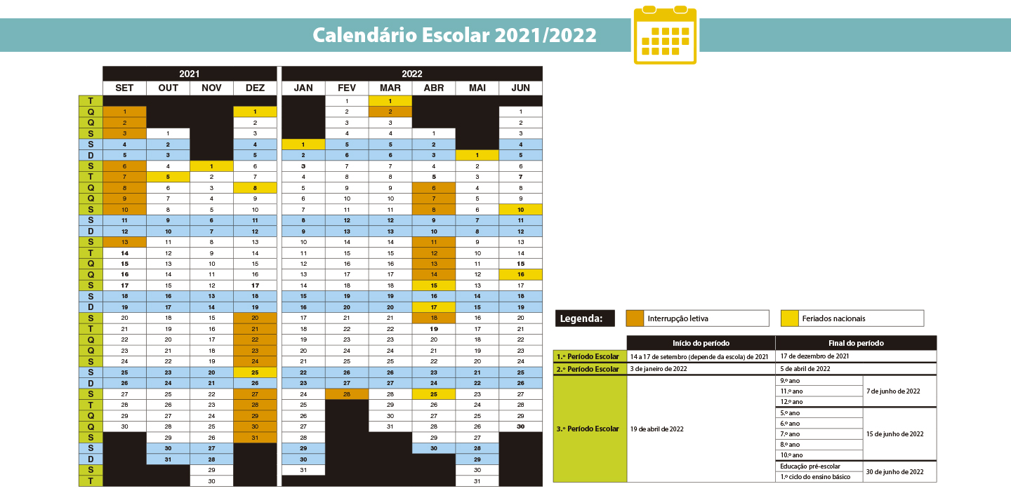 Calendário Escolar 2021/2022